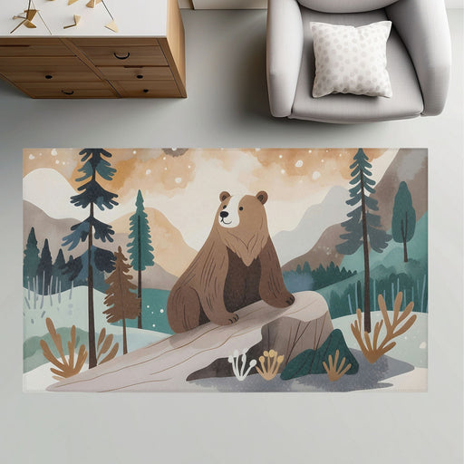 TeepeeJoy Bear Rug for Nursery and Kids Rooms - Bear-y Chill