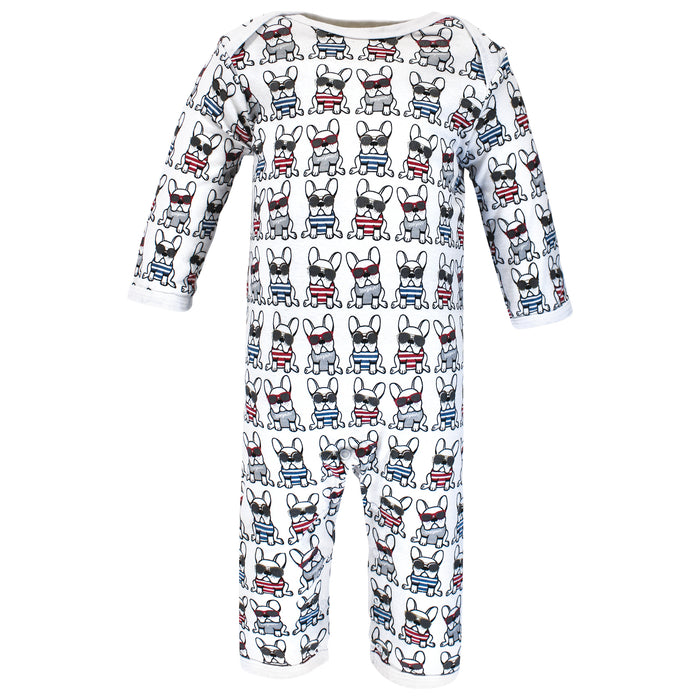 Hudson Baby Infant Boy Cotton Coveralls, French Dog