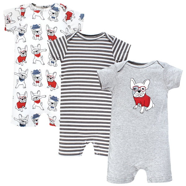 Hudson Baby Infant Boy Cotton Rompers, Boy Whimsical Dog