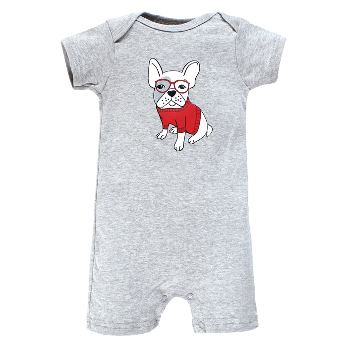 Hudson Baby Infant Boy Cotton Rompers, Boy Whimsical Dog