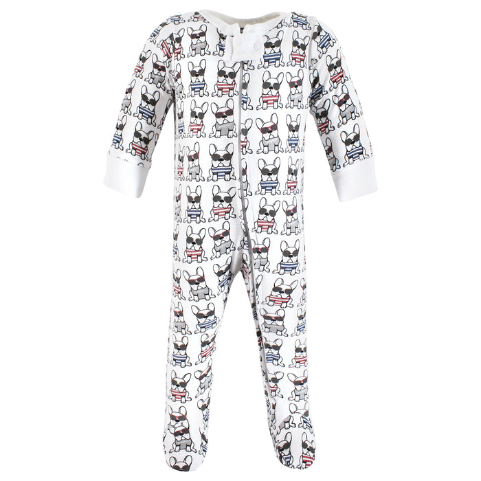 Hudson Baby Infant Boy Cotton Sleep and Play, French Dog, 3-Pack