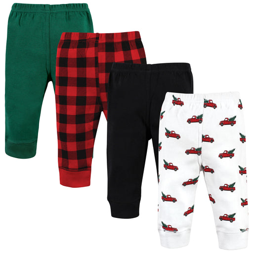 Hudson Baby Cotton Pants, Christmas Tree Truck, 4-Pack