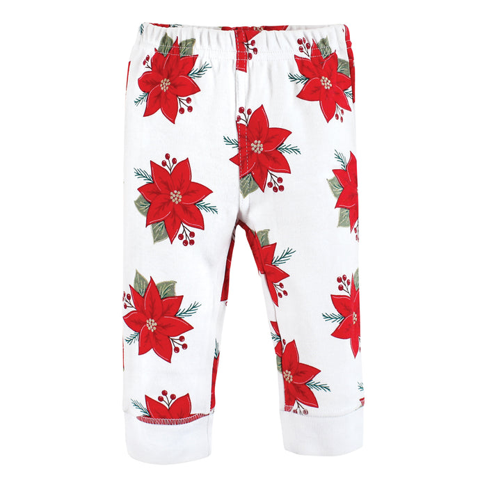 Hudson Baby Cotton Pants and Leggings, Poinsettia, 4-Pack