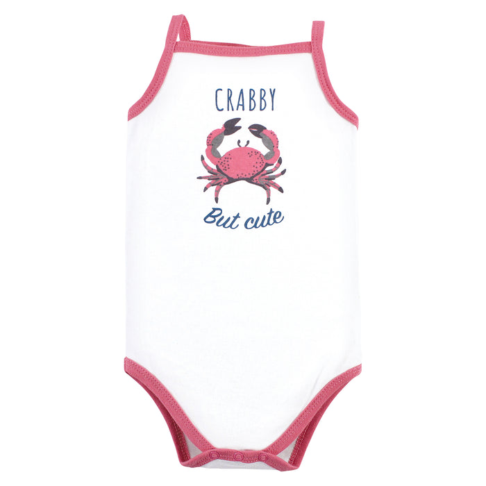 Hudson Baby Infant Girl Cotton Sleeveless Bodysuits, Girl Sea Creatures