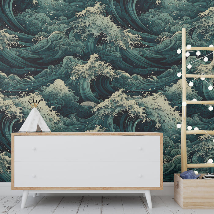 TeepeeJoy Ocean Wallpaper for Nursery and Kids Rooms - Wave Symphony