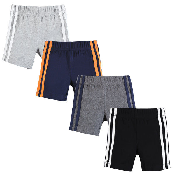 Hudson Baby Boy Shorts Bottoms 4-Pack, Heather Gray Black