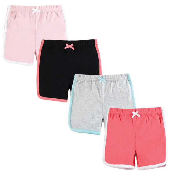 Hudson Baby Girl Shorts Bottoms 4-Pack, Coral