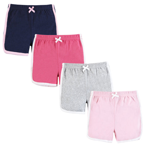 Hudson Baby Girl Shorts Bottoms 4-Pack, Pink Navy