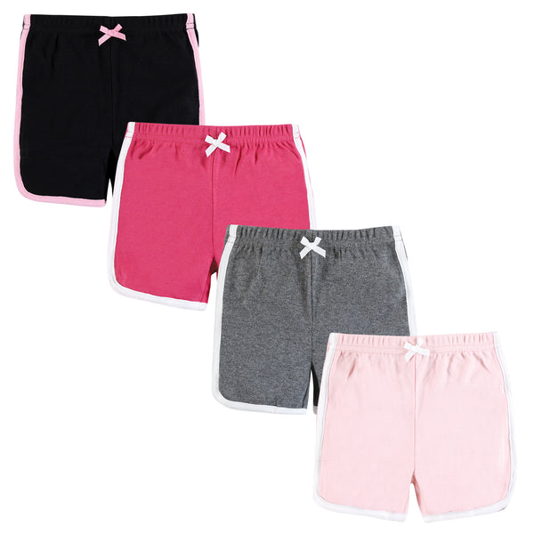 Hudson Baby Girl Shorts Bottoms 4-Pack, Pink Black