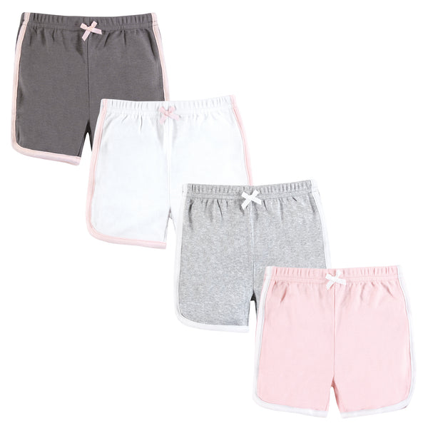 Hudson Baby Girl Shorts Bottoms 4-Pack, Pink White