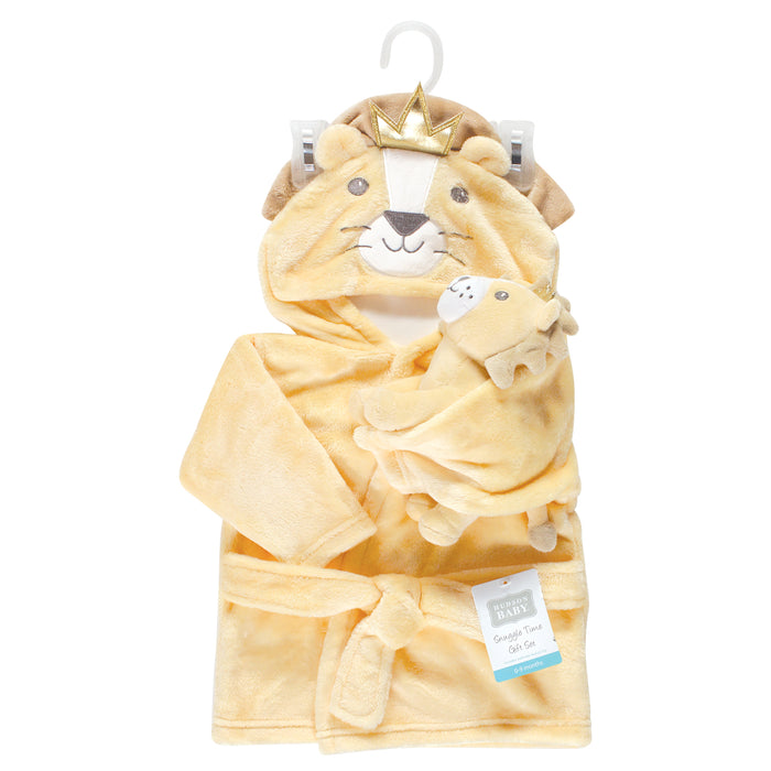 Hudson Baby Plush Bathrobe and Toy Set, Royal Lion, One Size