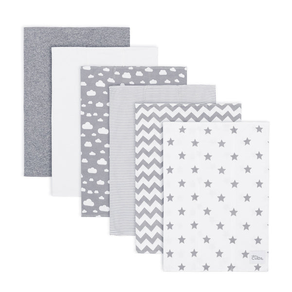 Comfy Cubs Cotton Burp Cloths - Grey Pattern