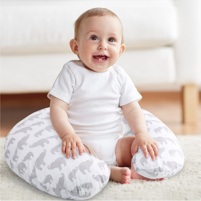 The Peanutshell Grey Elephant Nursing PIllow