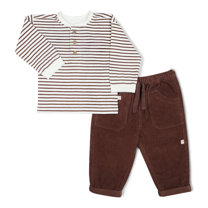 Makemake Organics Organic Tee and Corduroy Pant Set - Plum