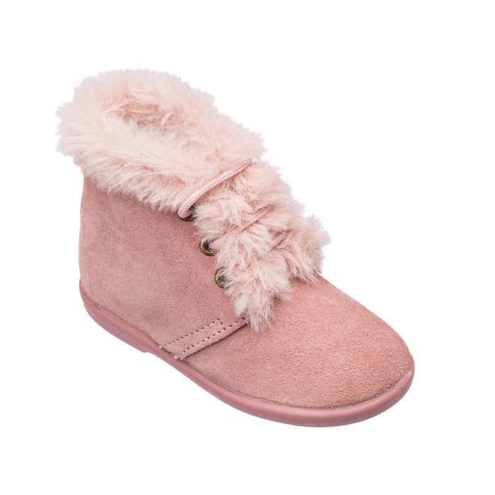 Elephantito Teddy Bootie with Laces Suede Pink
