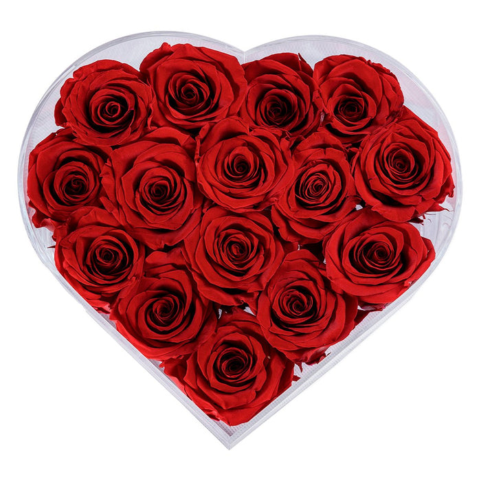 Rose Forever 15 Red Roses - Crystal Heart Box