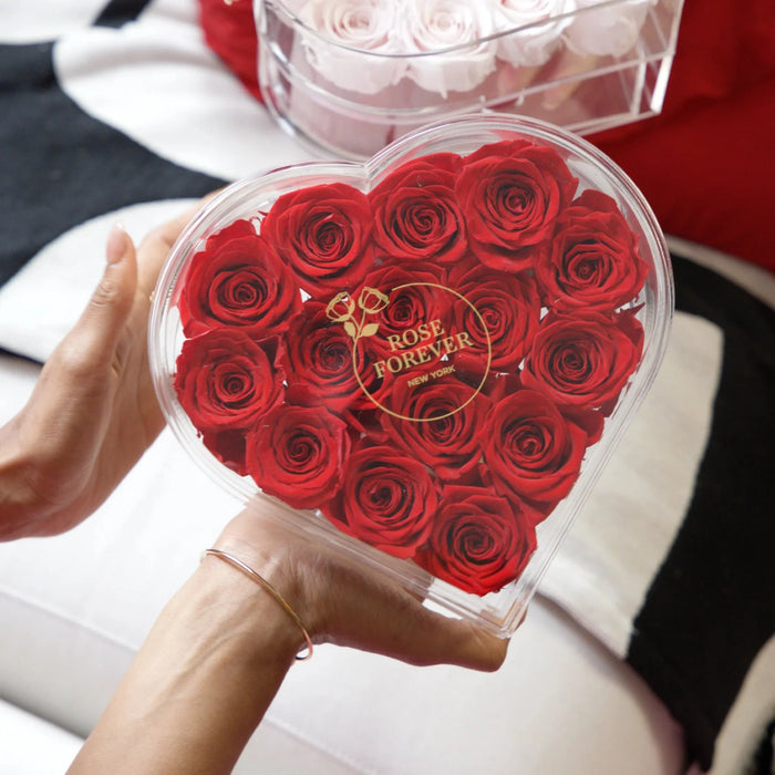 Rose Forever 15 Red Roses - Crystal Heart Box