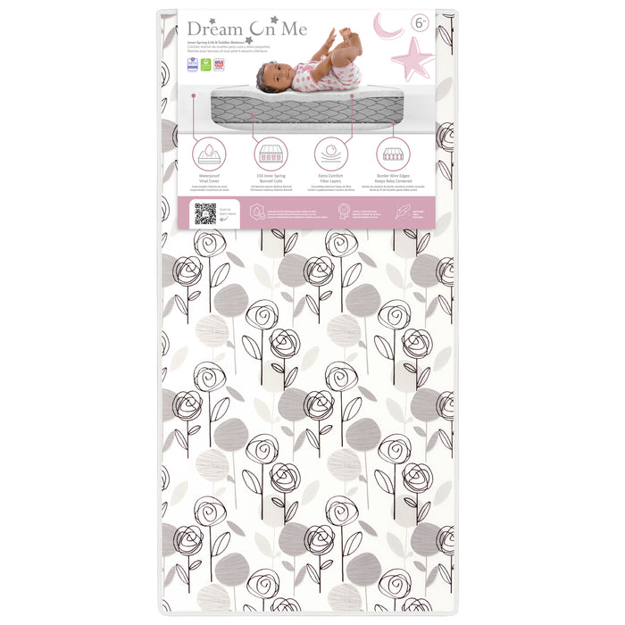 Dream On Me Endless Roses Crib and Toddler mattress