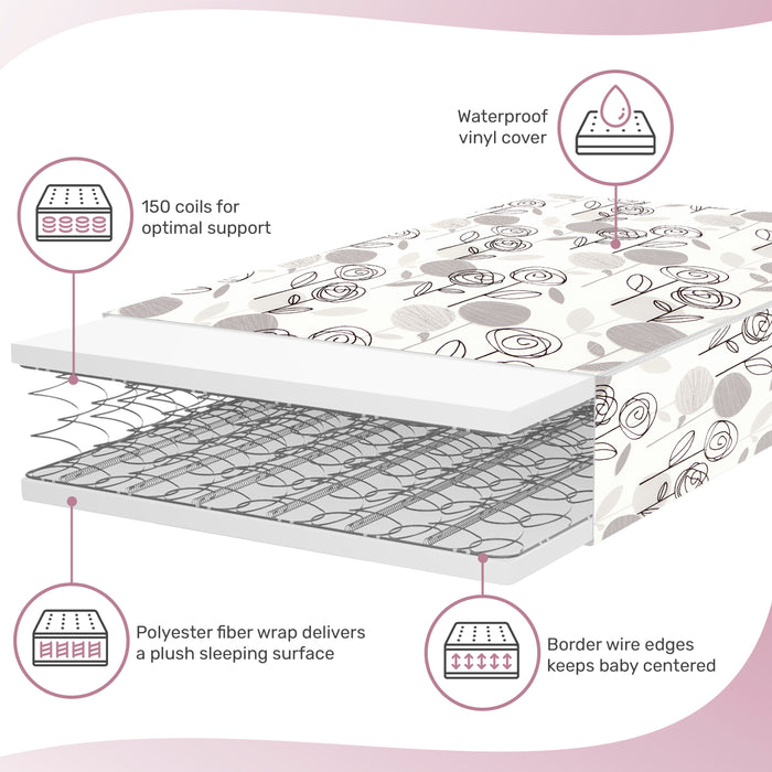 Dream On Me Endless Roses Crib and Toddler mattress