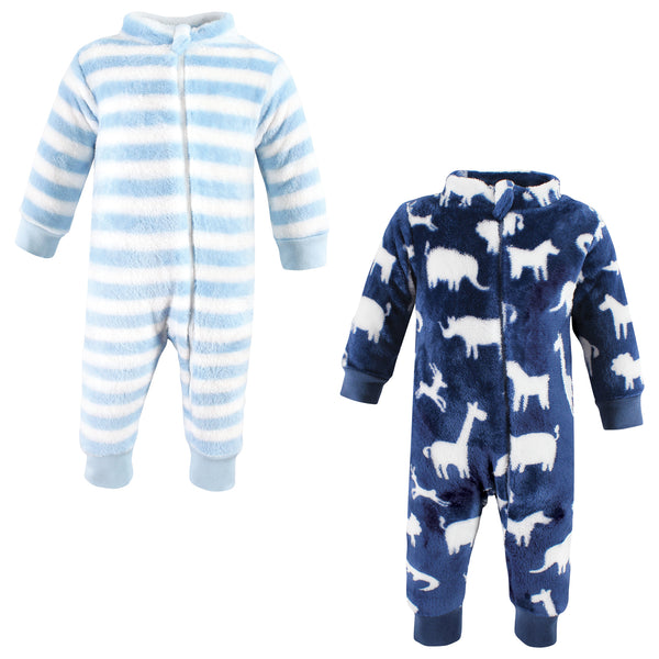 Hudson Baby Infant Boy Plush Jumpsuits, Safari Silhouette