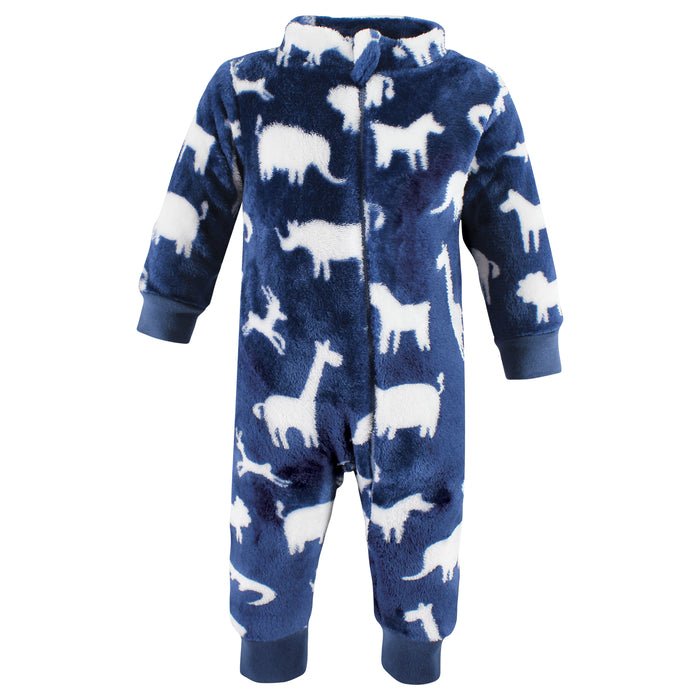 Hudson Baby Infant Boy Plush Jumpsuits, Safari Silhouette