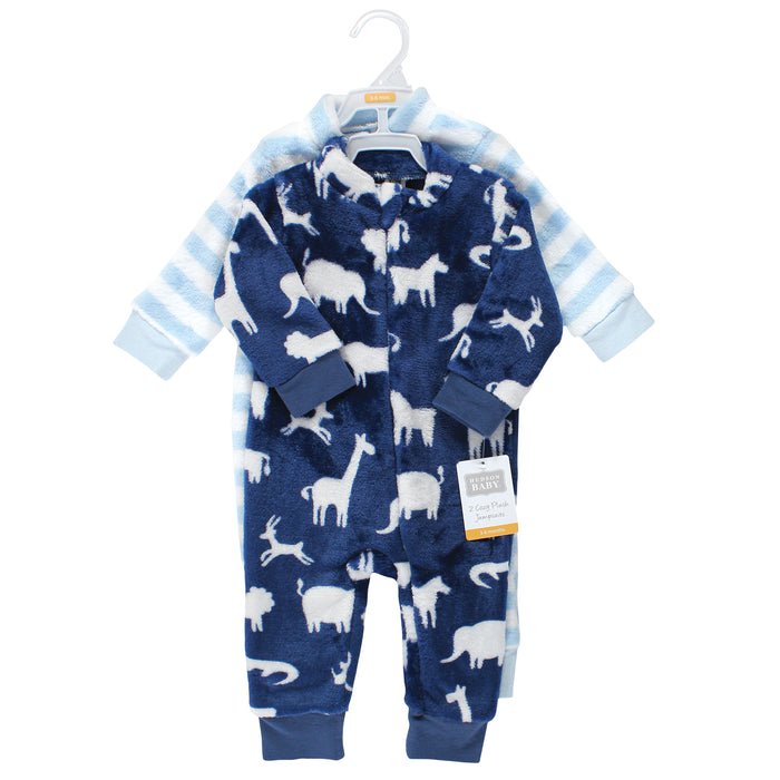 Hudson Baby Infant Boy Plush Jumpsuits, Safari Silhouette