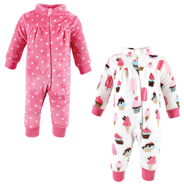 Hudson Baby Infant Girl Plush Jumpsuits, Ice Cream