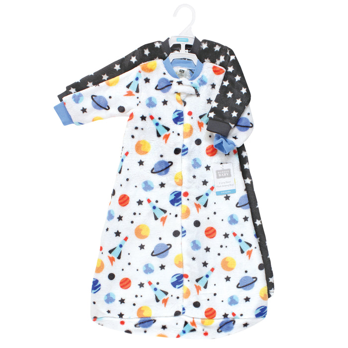 Hudson Baby Infant Plush Long-Sleeve Wearable Blanket, Space Adventure, 2-Pack