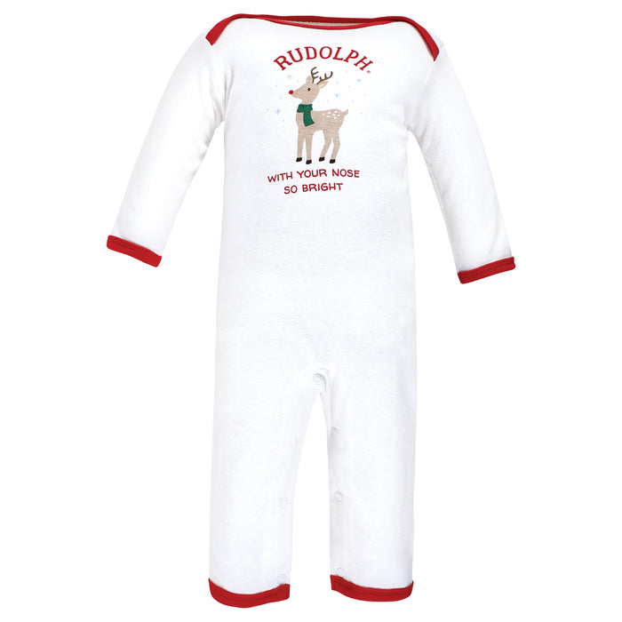 Hudson Baby Infant Boy Cotton Coveralls, Rudolph Reindeer