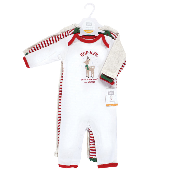 Hudson Baby Infant Boy Cotton Coveralls, Rudolph Reindeer