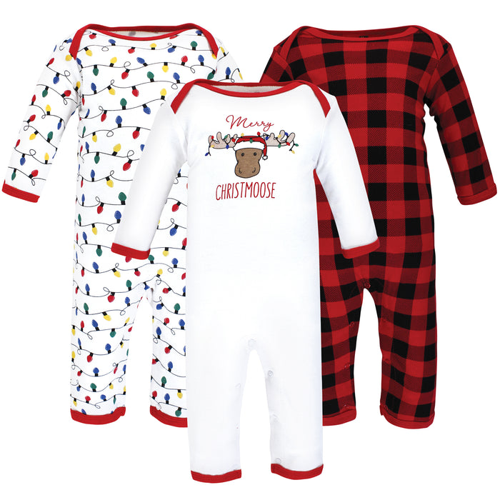 Hudson Baby Infant Boy Cotton Coveralls, Christmoose