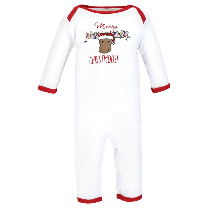 Hudson Baby Infant Boy Cotton Coveralls, Christmoose