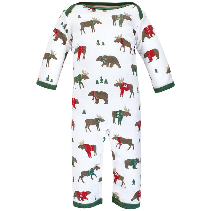 Hudson Baby Infant Boy Cotton Coveralls, Moose Be Christmas