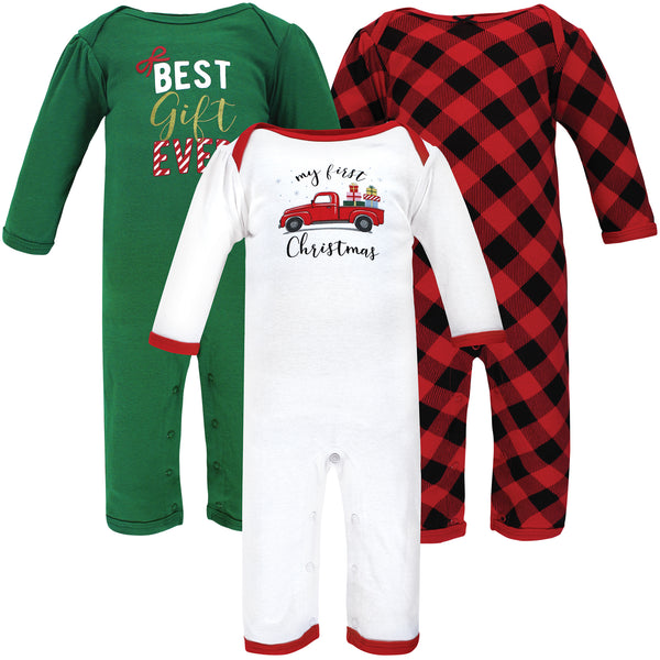 Hudson Baby Cotton Coveralls, Christmas Gift, 3-Pack