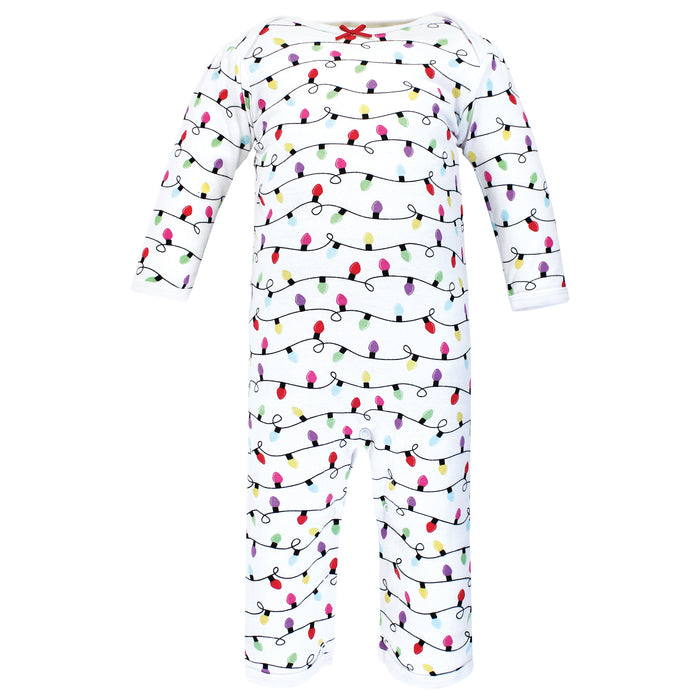 Hudson Baby Infant Girl Cotton Coveralls, Merry & Bright, 3-Pack