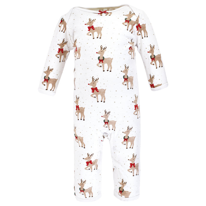 Hudson Baby Infant Girl Cotton Coveralls, Fancy Rudolph, 3-Pack