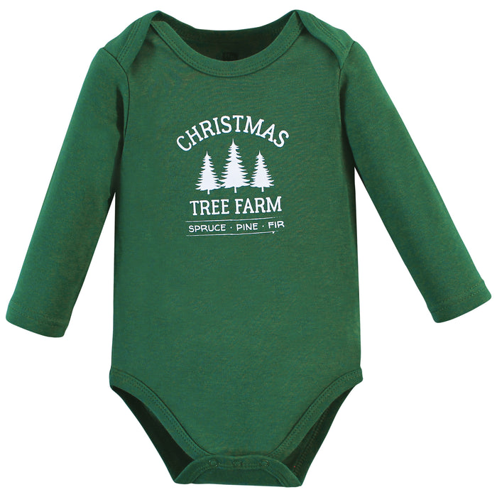 Hudson Baby Cotton Long-Sleeve Bodysuits, Christmas Tree 5-Pack