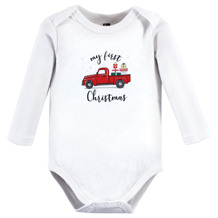 Hudson Baby Cotton Long-Sleeve Bodysuits, Christmas Gift, 5-Pack