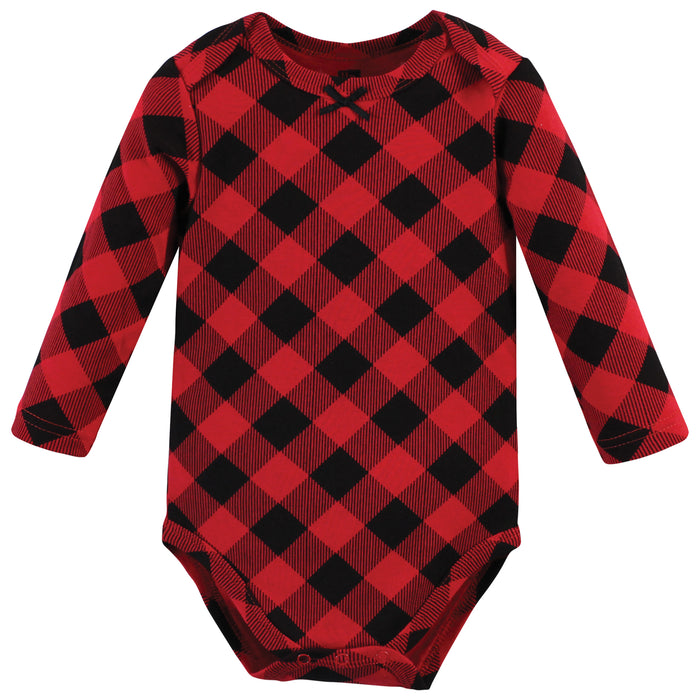 Hudson Baby Cotton Long-Sleeve Bodysuits, Christmas Gift, 5-Pack