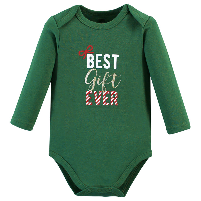 Hudson Baby Cotton Long-Sleeve Bodysuits, Christmas Gift, 5-Pack