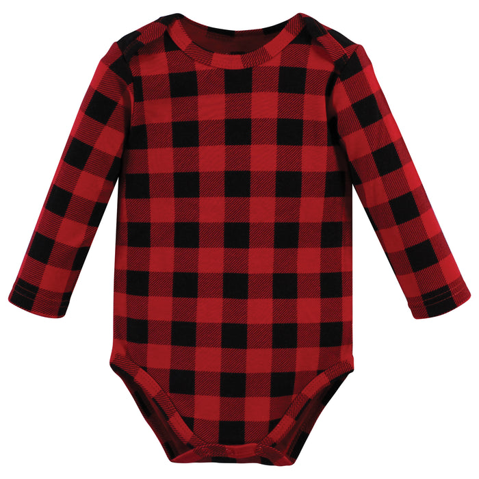 Hudson Baby Cotton Long-Sleeve Bodysuits, Christmoose 3-Pack