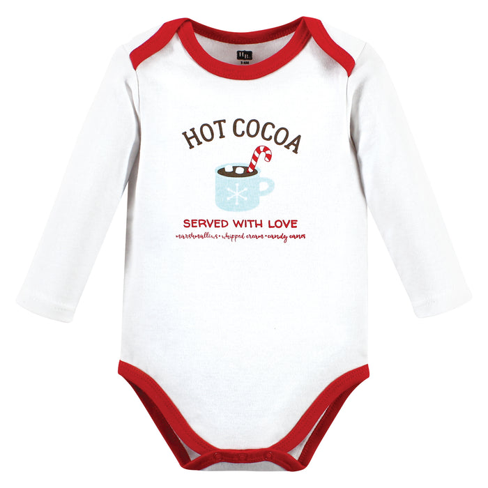 Hudson Baby Infant Girls Cotton Long-Sleeve Bodysuits, Hot Cocoa, 3-Pack