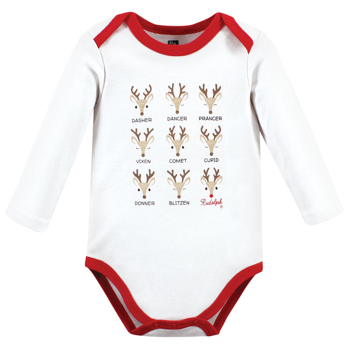 Hudson Baby Cotton Long-Sleeve Bodysuits, Santa Reindeer 3-Pack