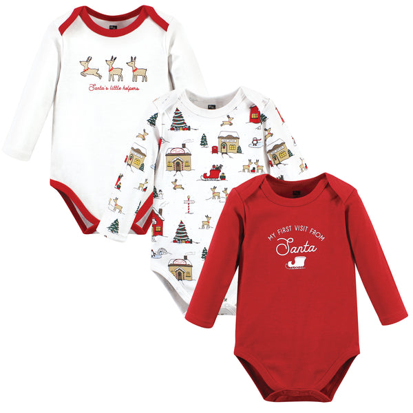 Hudson Baby Cotton Long-Sleeve Bodysuits, North Pole 3-Pack