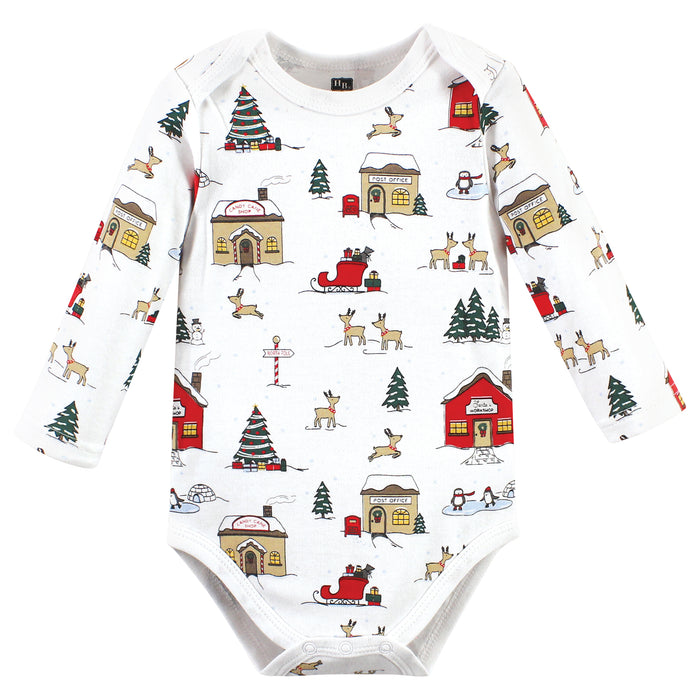 Hudson Baby Cotton Long-Sleeve Bodysuits, North Pole 3-Pack