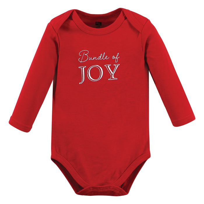 Hudson Baby 3-Pack Cotton Long-Sleeve Bodysuits, Christmas Scene