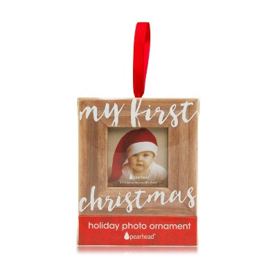 Pearhead Baby’s First Christmas Wooden Picture Frame Ornament