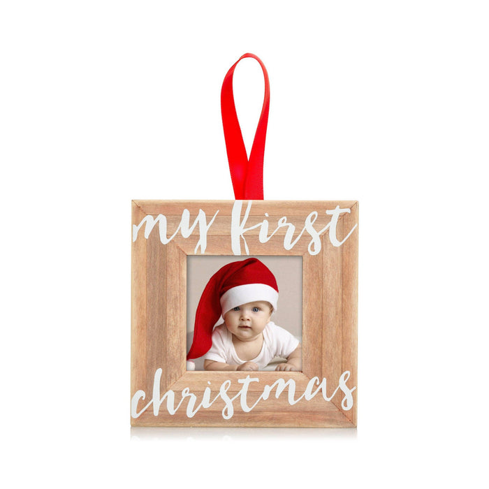Pearhead Baby’s First Christmas Wooden Picture Frame Ornament