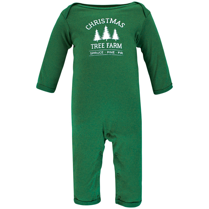Hudson Baby 3-Pack Cotton Coveralls, Christmas Tree