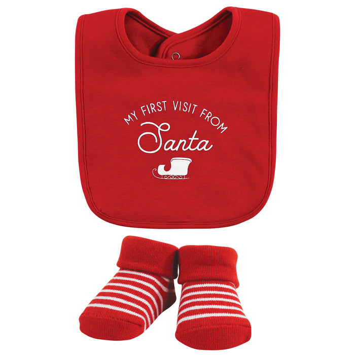 Hudson Baby Cotton Bib and Sock Set, North Pole, One Size